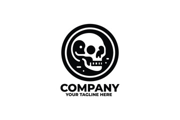Monochrome Skull Minimalist Logo