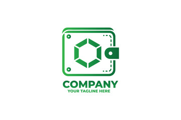 Green Hexagram Finance Wallet Emblem Logo
