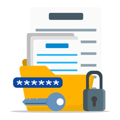 Folder illustration with padlock and password for secure personal data.