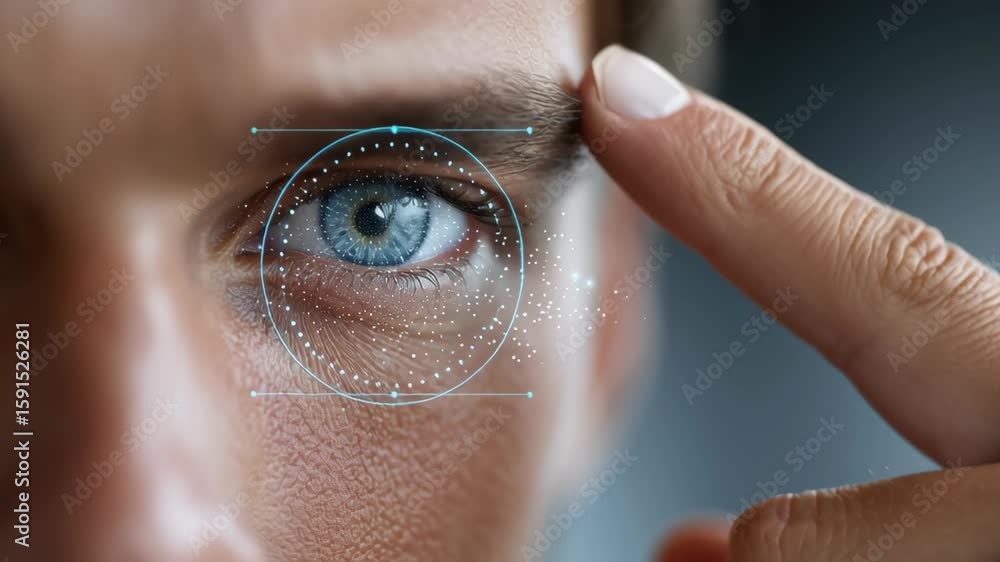 Poster advanced biometric eye scan powered by futuristic ai for accurate covid diagnostics and digital secu