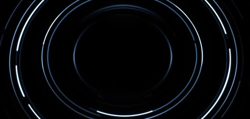 Abstract black background with concentric white circle rings, digital future tech design,  background,  network