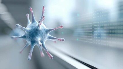 Futuristic AI covid diagnostics research showing microscopic virus cell, new pandemic threat for medical technology - Powered by Adobe