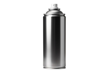 Silver aerosol spray can isolated on transparent background