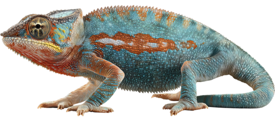 High‑resolution full‑body chameleon isolated on transparent background PNG cutout for wildlife education, reptile identification, jungle‑themed graphic design, and conservation infographics