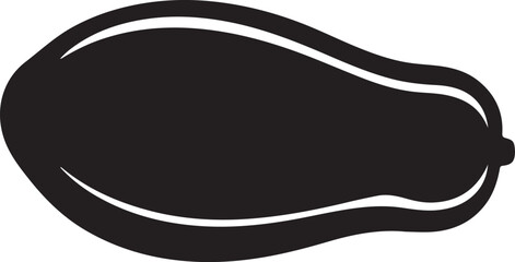 Black silhouette of a papaya fruit with white highlights vector