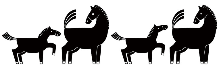 Minimalist Horse Family – Zodiac Animal Illustration