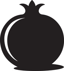 Black silhouette of a pomegranate fruit with a crown top white