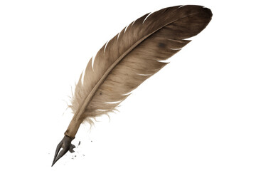 Quill pen writing with transparent background, ideal for creative projects related to writing, history, or literature