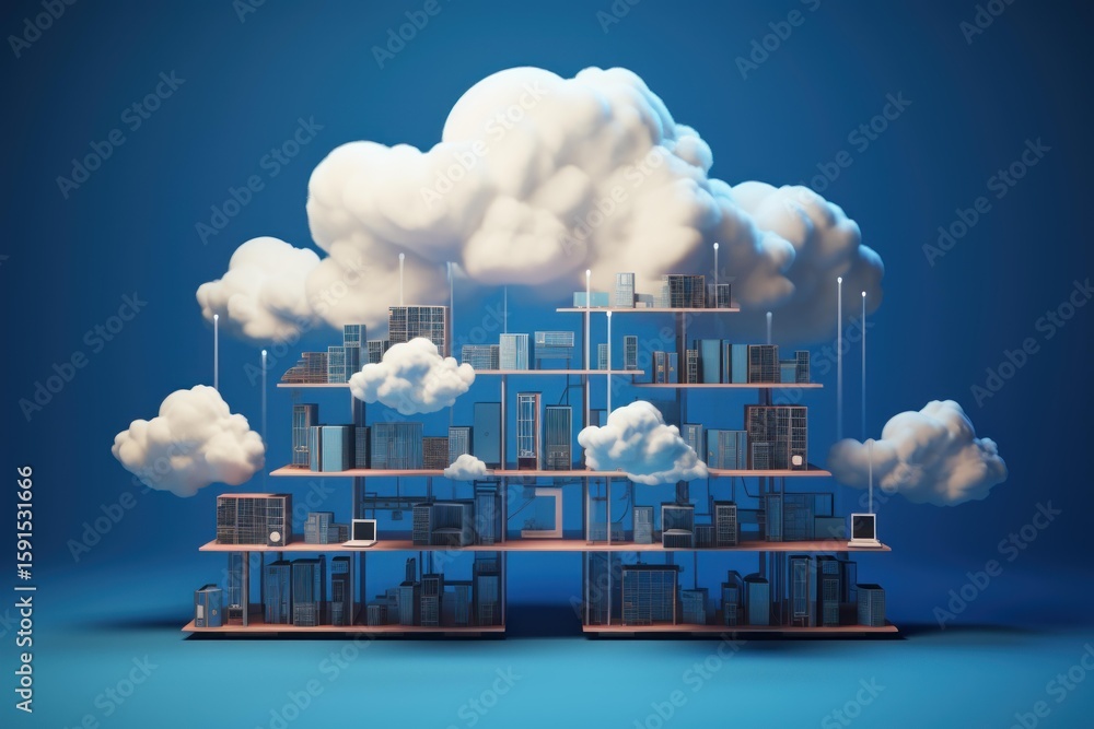 Aufkleber servers and data storage forming a cloud computing system, providing various online services