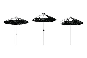 Obraz premium silhouette set of handcrafted Balinese parasols