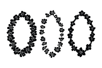 silhouette set of tropical floral necklaces