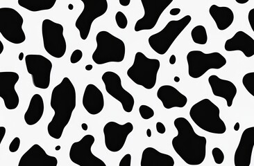Abstract Cow Pattern Design with Bold Black and White Shapes for Modern Textile and Wallpaper Applications