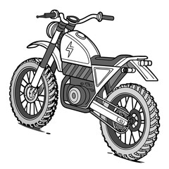 Fototapeta premium Black and white electric motorcycle with large tires bike vehicle