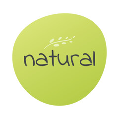 Natural vector sign. Product sticker. Green gray isolated label. Symbol for food, merchandise, label, healthy eating, lifestyle, design element