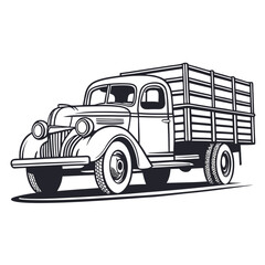 Classic delivery truck with wooden cargo bed vintage truck delivery vehicle