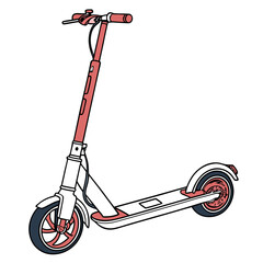 Coral and white electric scooter with dark wheels personal transport urban mobility
