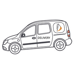 Compact delivery van with orange logo compact vehicle