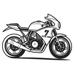 Obraz premium Black racing motorcycle with number seven sport vehicle