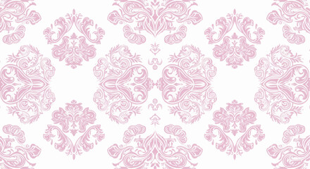 Elegant and seamless pattern in shades of pink, with ornate floral details.