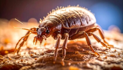 Close-up of a brown beetle on a textured surface