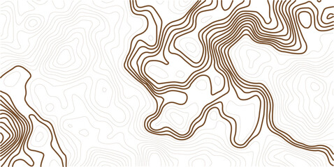 Contour topographic map. Geographic grid map background. Golden lines on white background. Vector illustration.