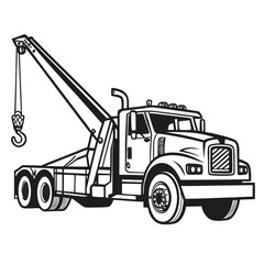 Heavy duty tow truck with crane and hook vector