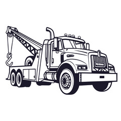 Heavy duty tow truck with crane and hook towing