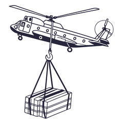 Fototapeta premium Heavy lift helicopter transporting cargo sling load