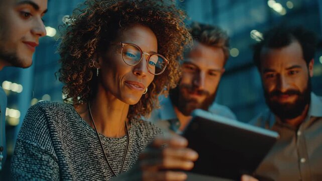 Happy team collaboration creating positive social impact. powerful friend connection working together at night