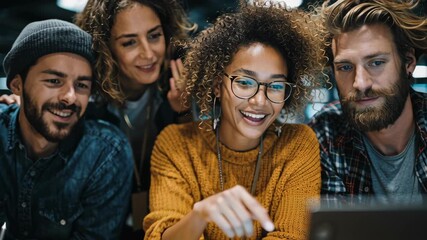 Social business team collaboration at night. focused groups determination on creative project showing positive impact - Powered by Adobe