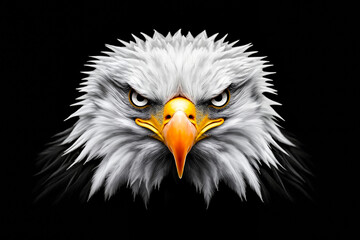 Obraz premium A bald eagle's head on a black background