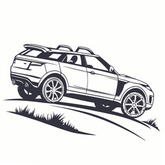 Fototapeta premium Luxury convertible S U V driving on grassy terrain convertible suv luxury vehicle