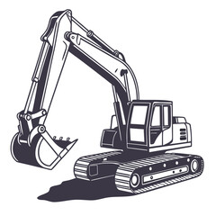 Naklejka premium Excavator machine with large bucket construction heavy equipment