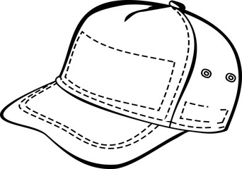 baseball cap outline detailed
