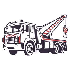 Heavy duty tow truck with red stripe detail towing