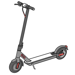 Grey electric scooter with red accents personal transport