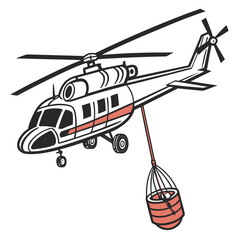 Helicopter with water bucket for firefighting aircraft