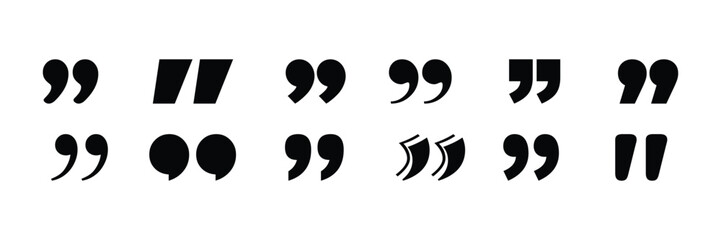 Set of Quote marks icon collection.  Inverted commas or talking marks symbol.