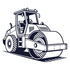 Naklejka premium Heavy roller vehicle for road construction road roller