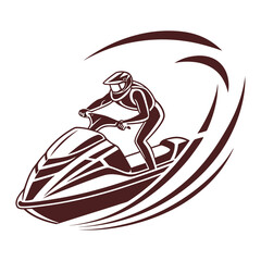 Jet ski rider in motion watercraft helmet