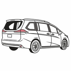 Modern minivan outline with pink accents vehicle transportation