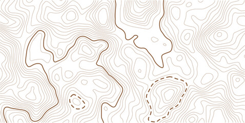 Abstract vector topographic map with isolines on white background