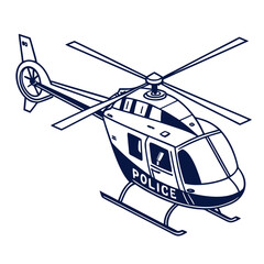 Police helicopter dark blue outline aviation law enforcement © Ghgs