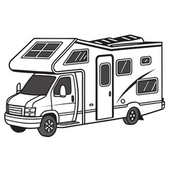 Naklejka premium Motorhome with solar panels and windows camper vehicle