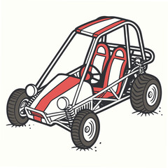 Red and white off road buggy vehicle racing