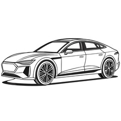 Fototapeta premium Sleek black electric sedan outline electric car automotive