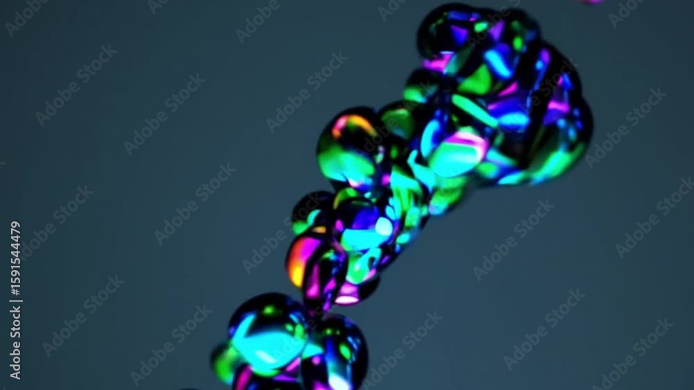 Poster vibrant bubbles floating in the air with colorful reflection