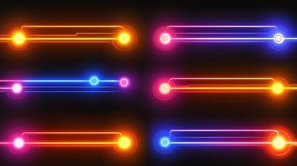 Neon glowing banner set