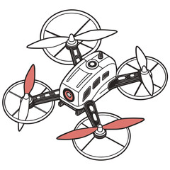 Quadcopter drone with red propellers aerial vehicle