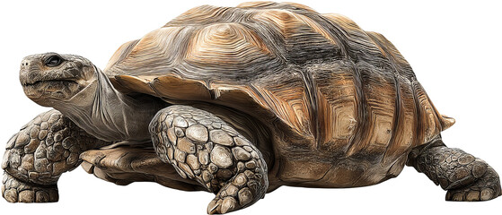 Naklejka premium Full‑body high‑resolution tortoise isolated on transparent background PNG cutout ideal for wildlife education, nature‑themed graphic design, reptile identification, and conservation infographic
